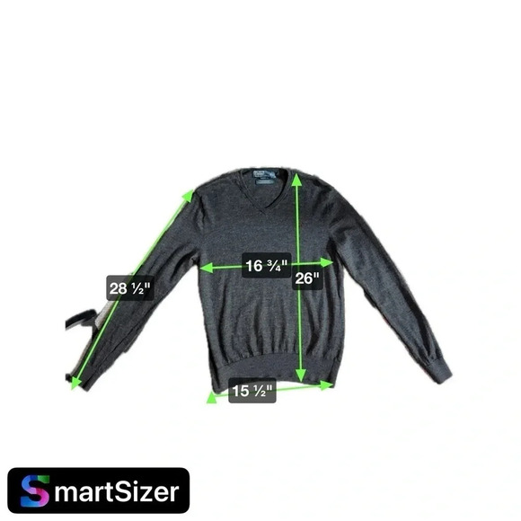 Polo Ralph Lauren Custom Fit Merino Wool V-Neck Gray Sweater Size Large - Picture 8 of 9